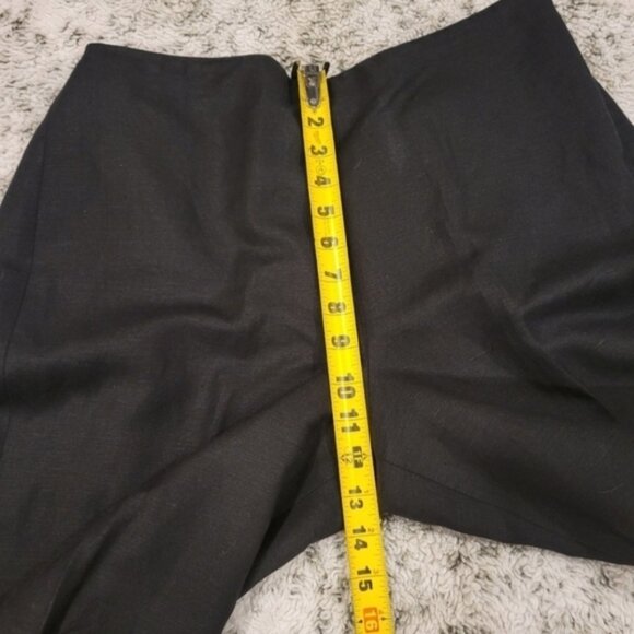 Larry Levine SZ 12 Colorful Floral Embroidered Black Linen Blend Capris - Picture 7 of 10